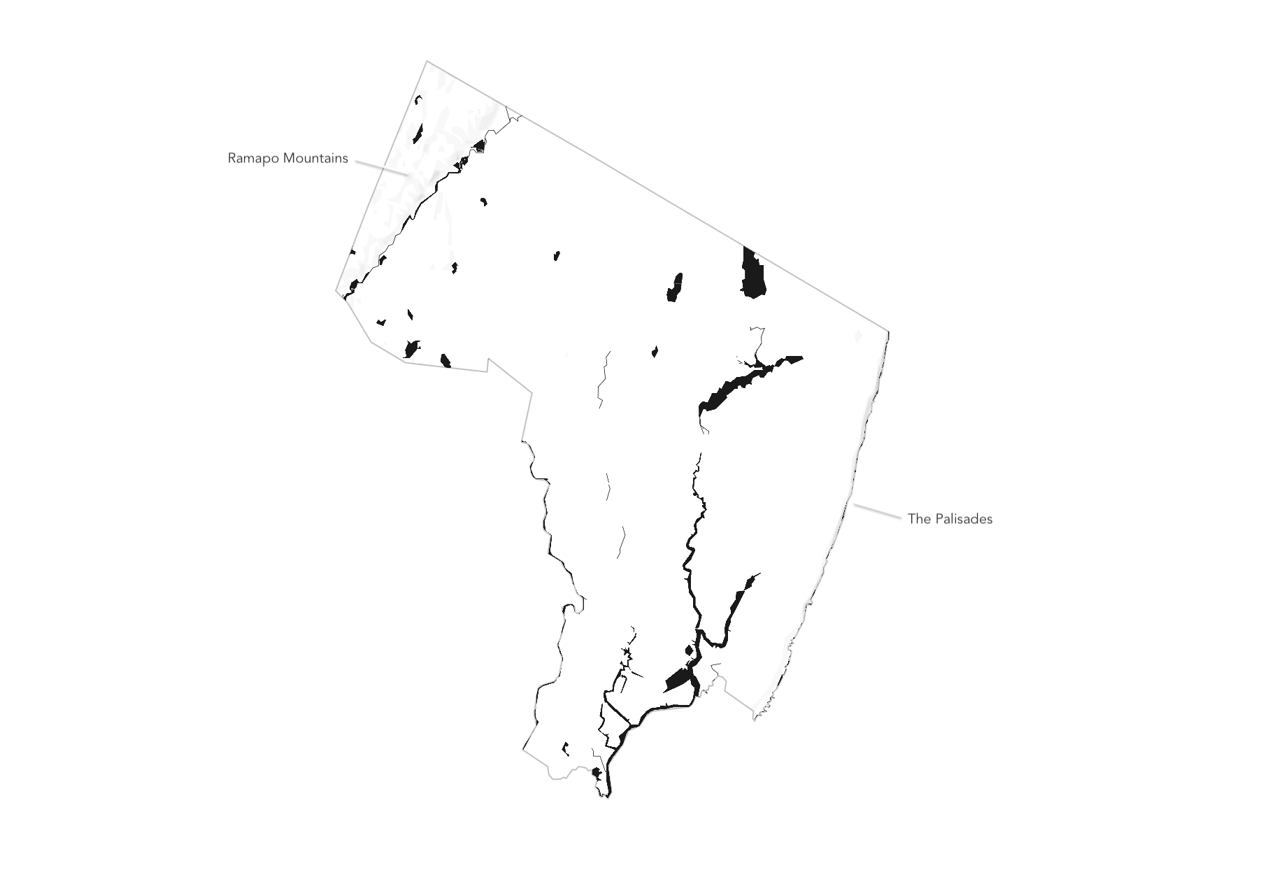 Map showing mountains and cliffs