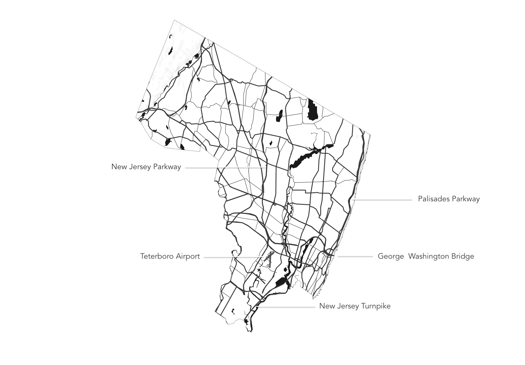 Map showing transportation routes