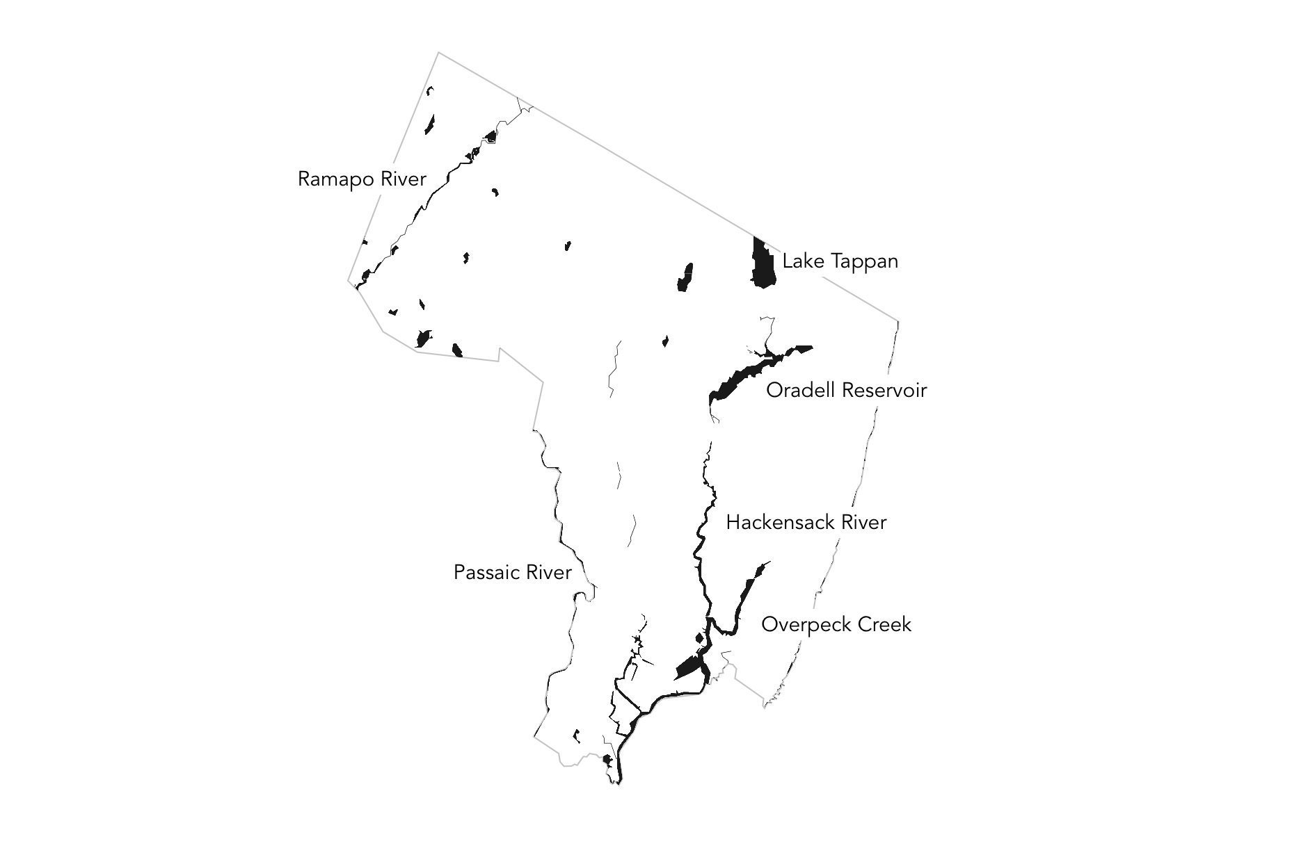 Map showing water bodies